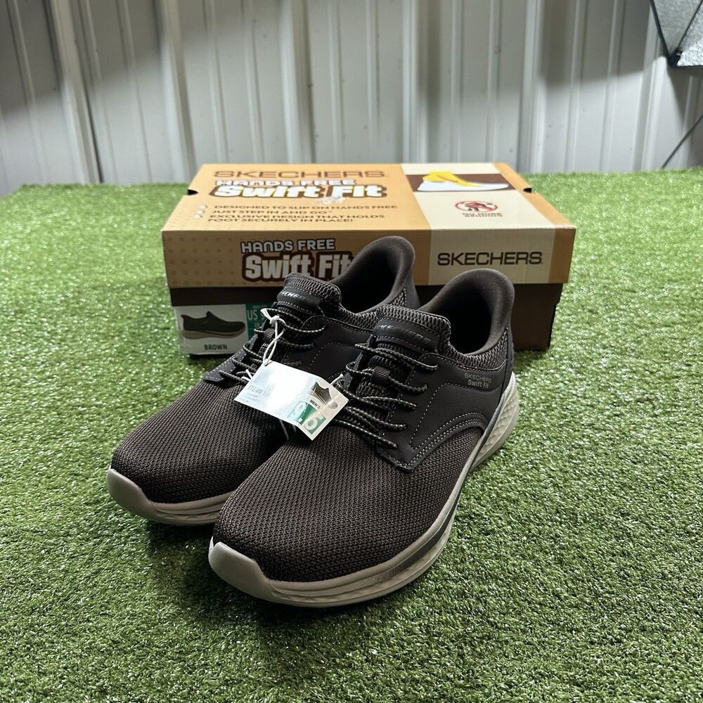 Skechers Hands Free Swift Fit Men's Size 9.5 Brown Shoes 196125 New W/ Box